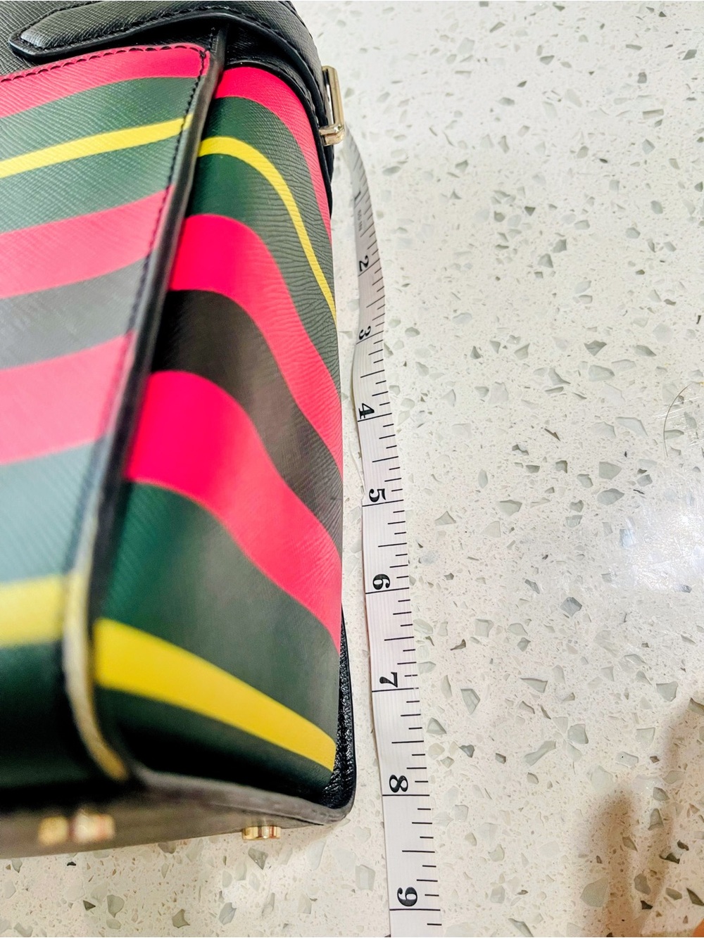 kate spade Black Satchel with Pink and Green Striped Front - Picture 6 of 9